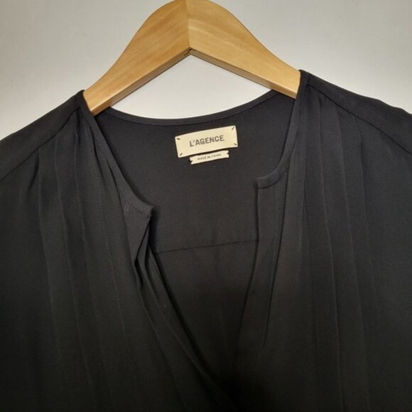 L'AGENCE Black 100% Silk Top Size Medium - Picture 2 of 9